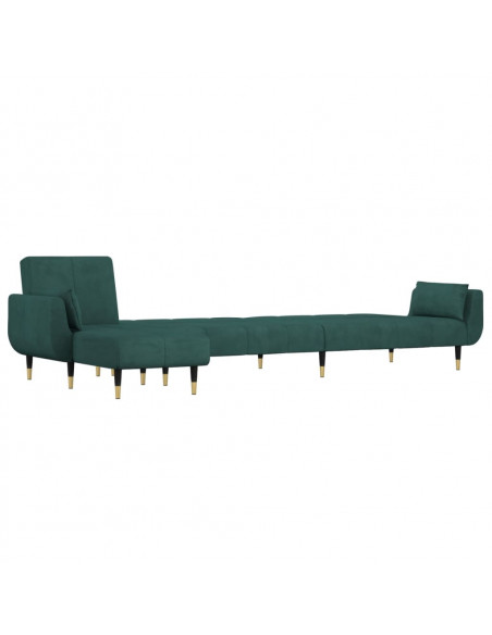 Divano Letto a L Verde Scuro 275x140x70 cm in Velluto