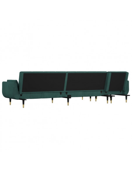 Divano Letto a L Verde Scuro 275x140x70 cm in Velluto