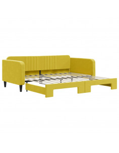 Divano Letto con Letto Estraibile Giallo 100x200 cm in Velluto