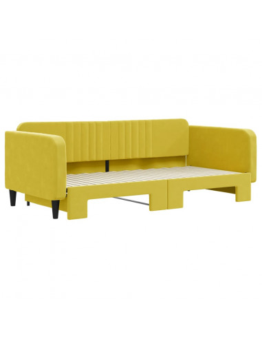 Divano Letto con Letto Estraibile Giallo 100x200 cm in Velluto