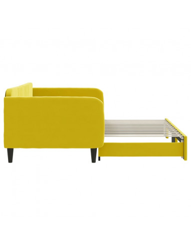 Divano Letto con Letto Estraibile Giallo 100x200 cm in Velluto