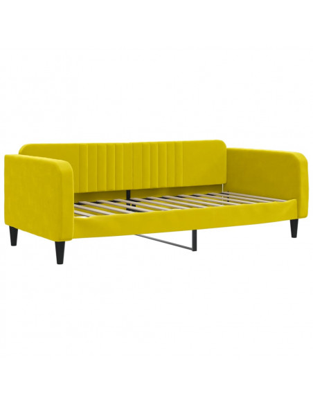 Divano Letto con Letto Estraibile Giallo 100x200 cm in Velluto