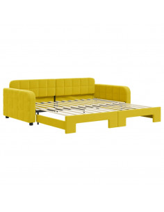 Divano Letto con Letto Estraibile Giallo 100x200 cm in Velluto
