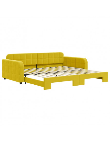 Divano Letto con Letto Estraibile Giallo 100x200 cm in Velluto