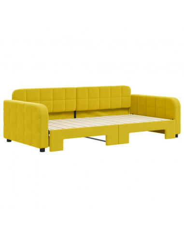 Divano Letto con Letto Estraibile Giallo 100x200 cm in Velluto