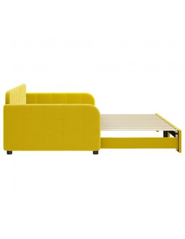 Divano Letto con Letto Estraibile Giallo 100x200 cm in Velluto