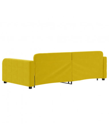 Divano Letto con Letto Estraibile Giallo 100x200 cm in Velluto
