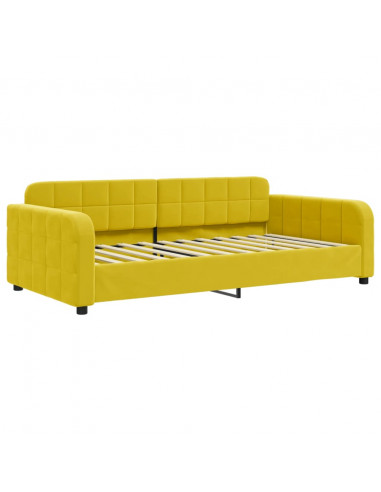 Divano Letto con Letto Estraibile Giallo 100x200 cm in Velluto