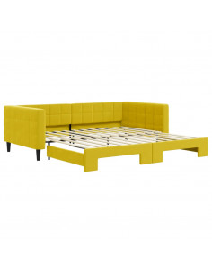 Divano Letto con Letto Estraibile Giallo 100x200 cm in Velluto