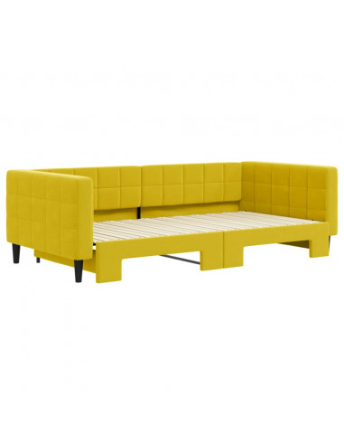 Divano Letto con Letto Estraibile Giallo 100x200 cm in Velluto