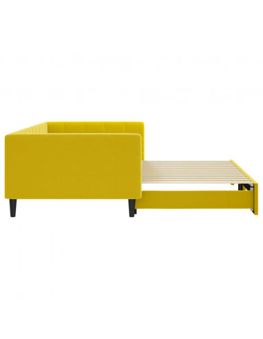 Divano Letto con Letto Estraibile Giallo 100x200 cm in Velluto