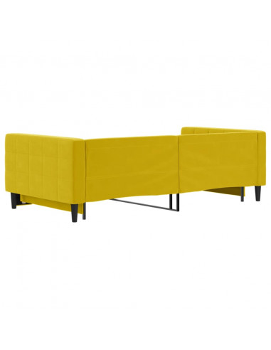 Divano Letto con Letto Estraibile Giallo 100x200 cm in Velluto