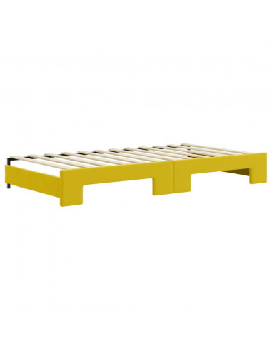 Divano Letto Estraibile con Cassetti Giallo 100x200cm Velluto