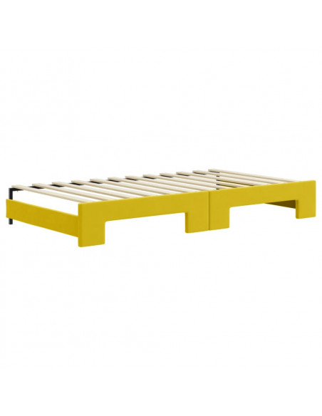 Divano Letto Estraibile con Cassetti Giallo 100x200cm Velluto