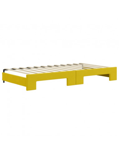 Divano Letto Estraibile con Cassetti Giallo 100x200cm Velluto