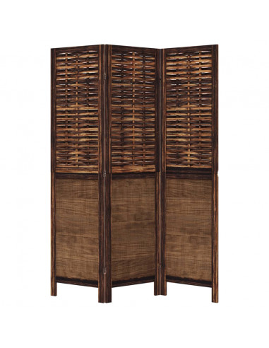 Divisorio Ambienti 3 Pannelli Marrone Scuro Massello Paulownia