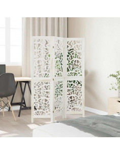 Divisorio Ambienti 3Pannelli Bianco Legno Massello di Paulownia 2