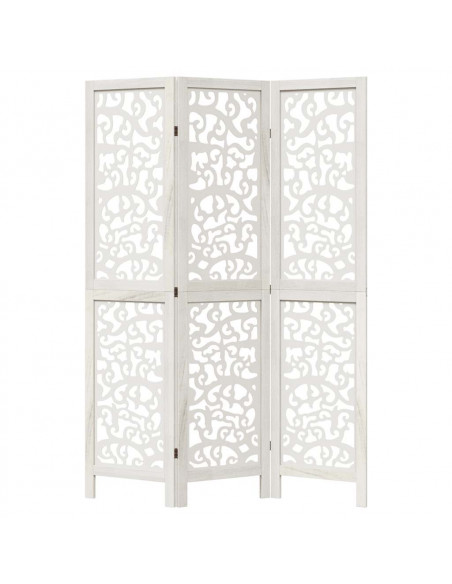 Divisorio Ambienti 3Pannelli Bianco Legno Massello di Paulownia