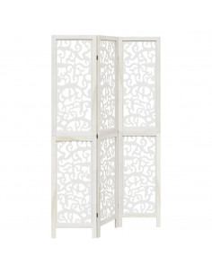 Divisorio Ambienti 3Pannelli Bianco Legno Massello di Paulownia