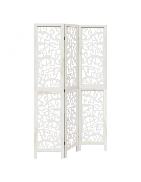 Divisorio Ambienti 3Pannelli Bianco Legno Massello di Paulownia