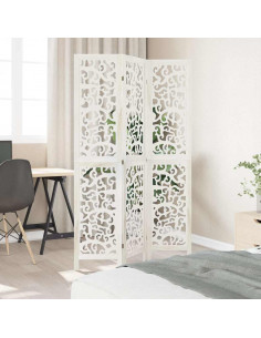 Divisorio Ambienti 3Pannelli Bianco Legno Massello di Paulownia 2