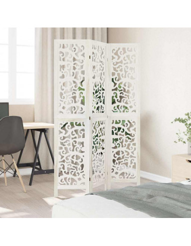 Divisorio Ambienti 3Pannelli Bianco Legno Massello di Paulownia