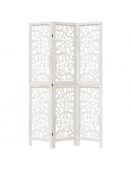 Divisorio Ambienti 3Pannelli Bianco Legno Massello di Paulownia
