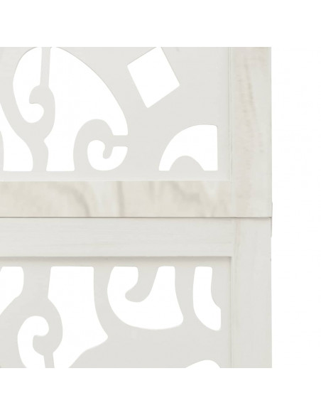 Divisorio Ambienti 3Pannelli Bianco Legno Massello di Paulownia