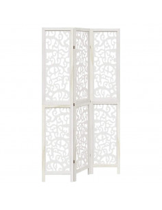 Divisorio Ambienti 3Pannelli Bianco Legno Massello di Paulownia