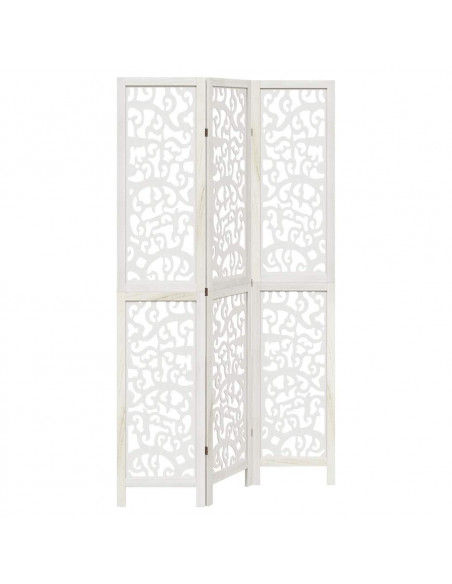 Divisorio Ambienti 3Pannelli Bianco Legno Massello di Paulownia