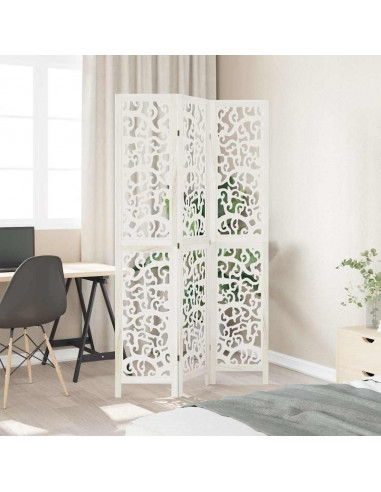 Divisorio Ambienti 3Pannelli Bianco Legno Massello di Paulownia