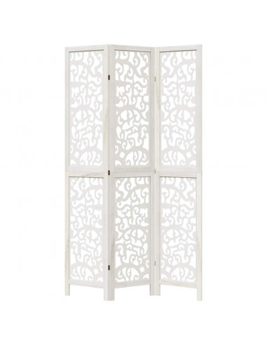 Divisorio Ambienti 3Pannelli Bianco Legno Massello di Paulownia
