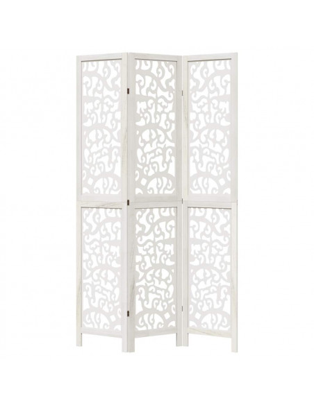 Divisorio Ambienti 3Pannelli Bianco Legno Massello di Paulownia
