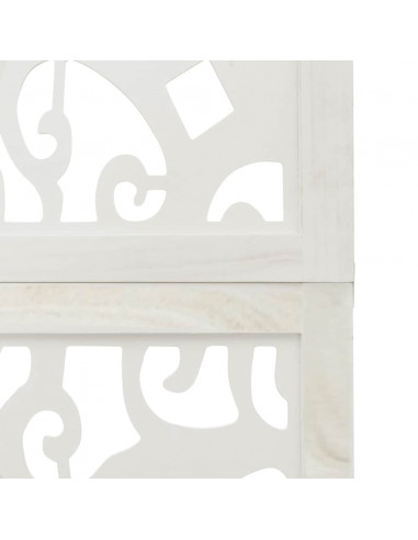 Divisorio Ambienti 3Pannelli Bianco Legno Massello di Paulownia