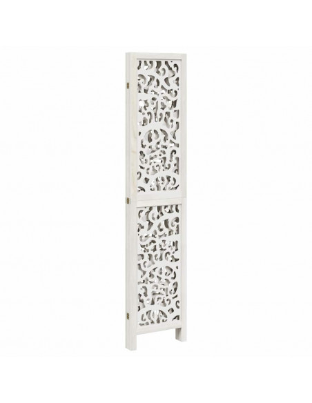 Divisorio Ambienti 4Pannelli Bianco Legno Massello di Paulownia