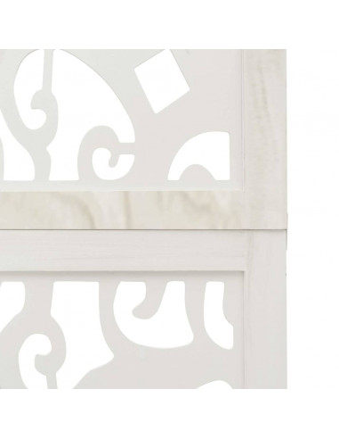 Divisorio Ambienti 4Pannelli Bianco Legno Massello di Paulownia