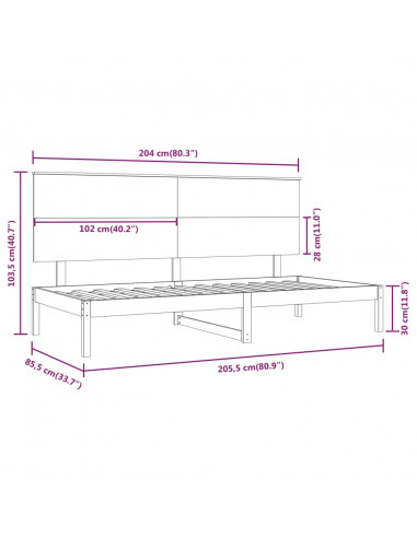 Dormeuse 80x200 cm in Legno Massello di Pino