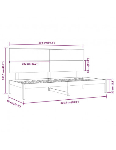 Dormeuse 90x200 cm in Legno Massello di Pino