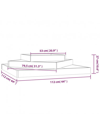 Fioriera 112x112x27 cm in Legno Massello di Pino