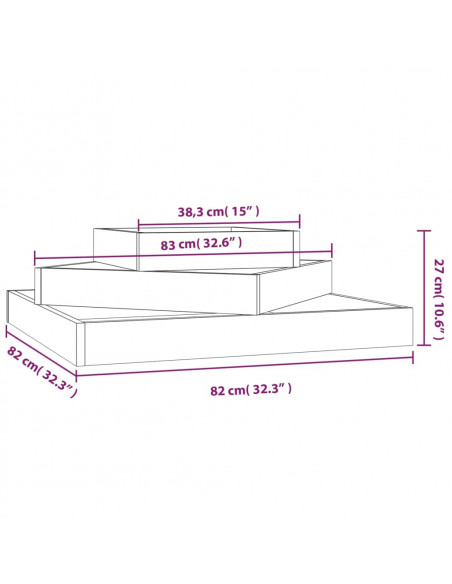 Fioriera 83x83x27 cm in Legno Massello di Douglas