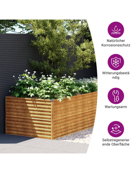 Fioriera Rialzata da Giardino 479x100x69 cm in Acciaio Corten
