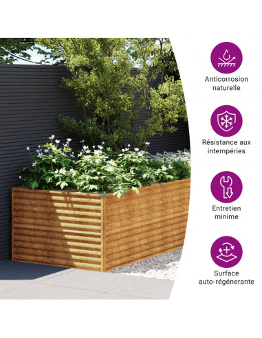 Fioriera Rialzata da Giardino 479x100x69 cm in Acciaio Corten