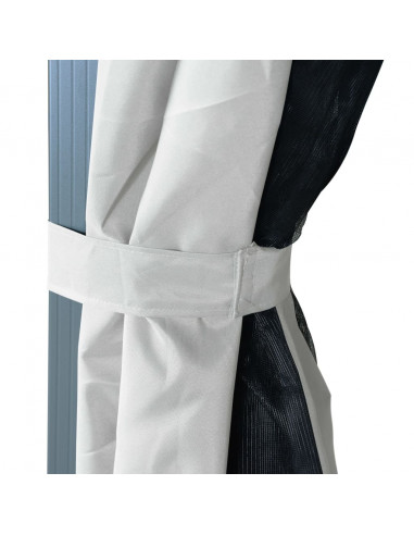 Gazebo con Tende Stringa di Luci LED 400x300 cm Crema Alluminio