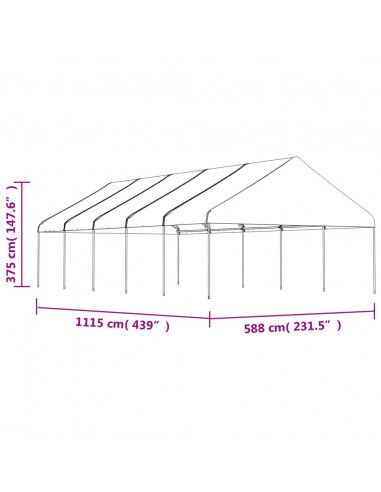 Gazebo con Tetto Bianco 11,15x5,88x3,75 m in Polietilene