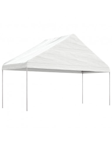 Gazebo con Tetto Bianco 13,38x5,88x3,75 m in Polietilene