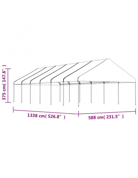Gazebo con Tetto Bianco 13,38x5,88x3,75 m in Polietilene