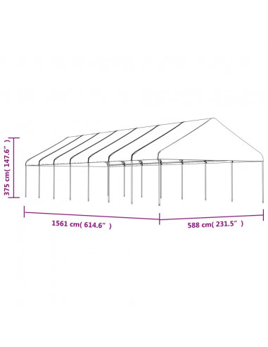 Gazebo con Tetto Bianco 15,61x5,88x3,75 m in Polietilene