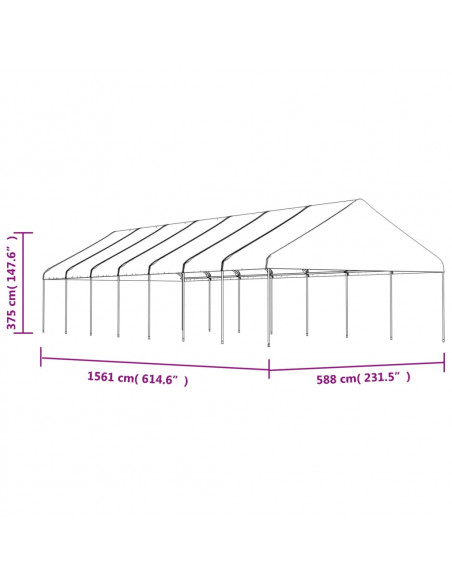 Gazebo con Tetto Bianco 15,61x5,88x3,75 m in Polietilene