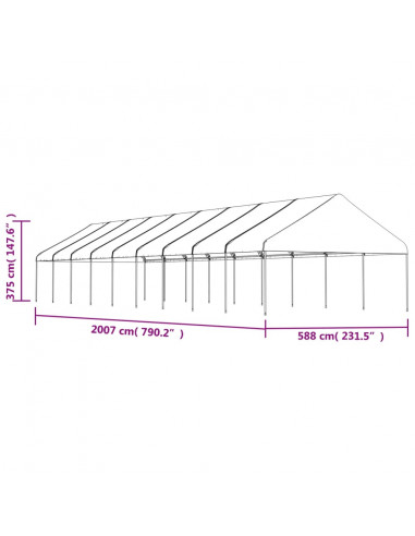Gazebo con Tetto Bianco 20,07x5,88x3,75 m in Polietilene