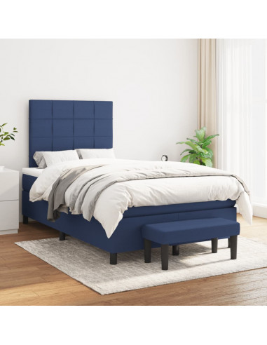 Giroletto a Molle con Materasso Blu 120x190 cm in Tessuto